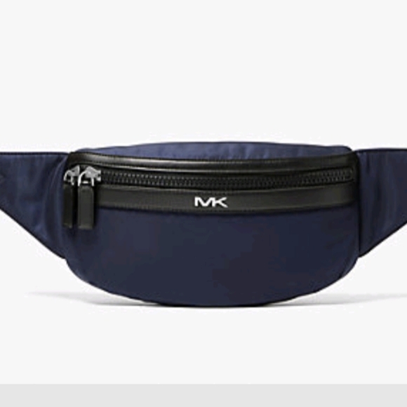 MICHAEL KORS MENS Kent Logo Tape Nylon Gabardine Belt Bag Sling  Pack Crossbody - Picture 3 of 13